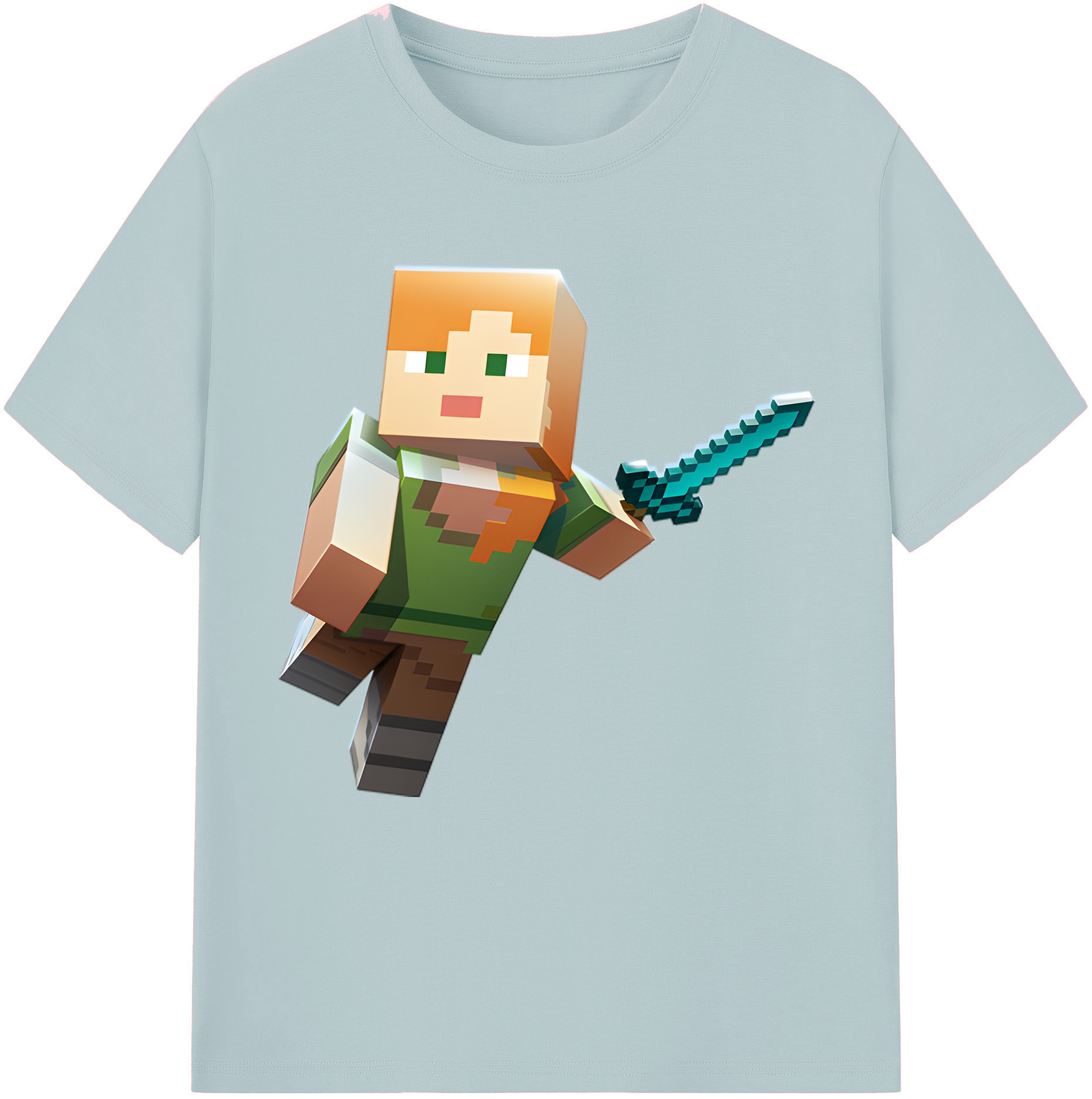 （画像用） マインクラフト ブロックの世界 Minecraft MC Block world 綿100％半袖Tシャツ（フロントプリント）